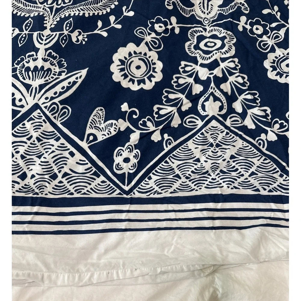 Pottery Barn Duvet Cover Full Queen Natalia Floral Blue White Boho Dorm Hearts